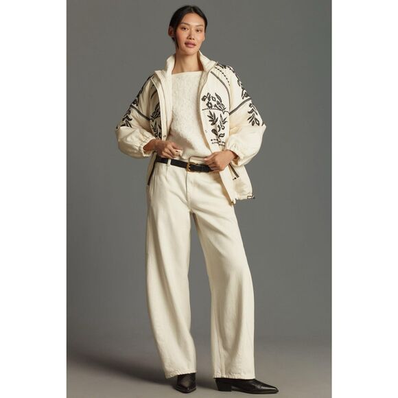 New By Anthropologie embroidered down coat Sz Small